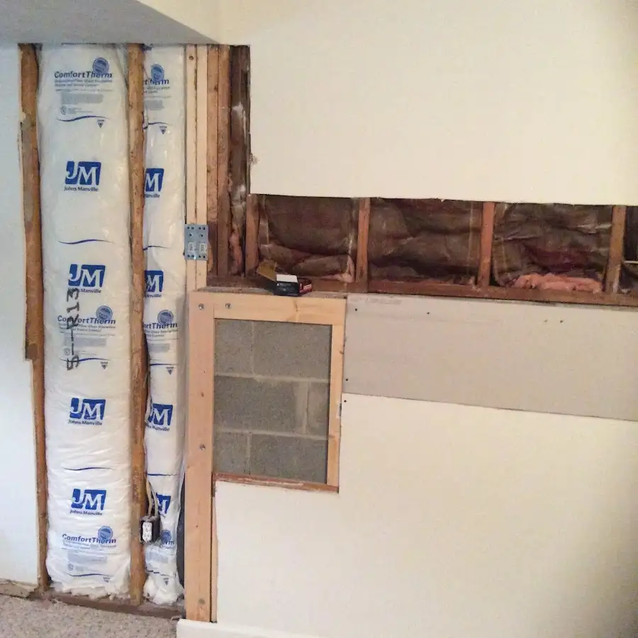 Wall insulation replacement during Basement Flood Cleanup in Monona